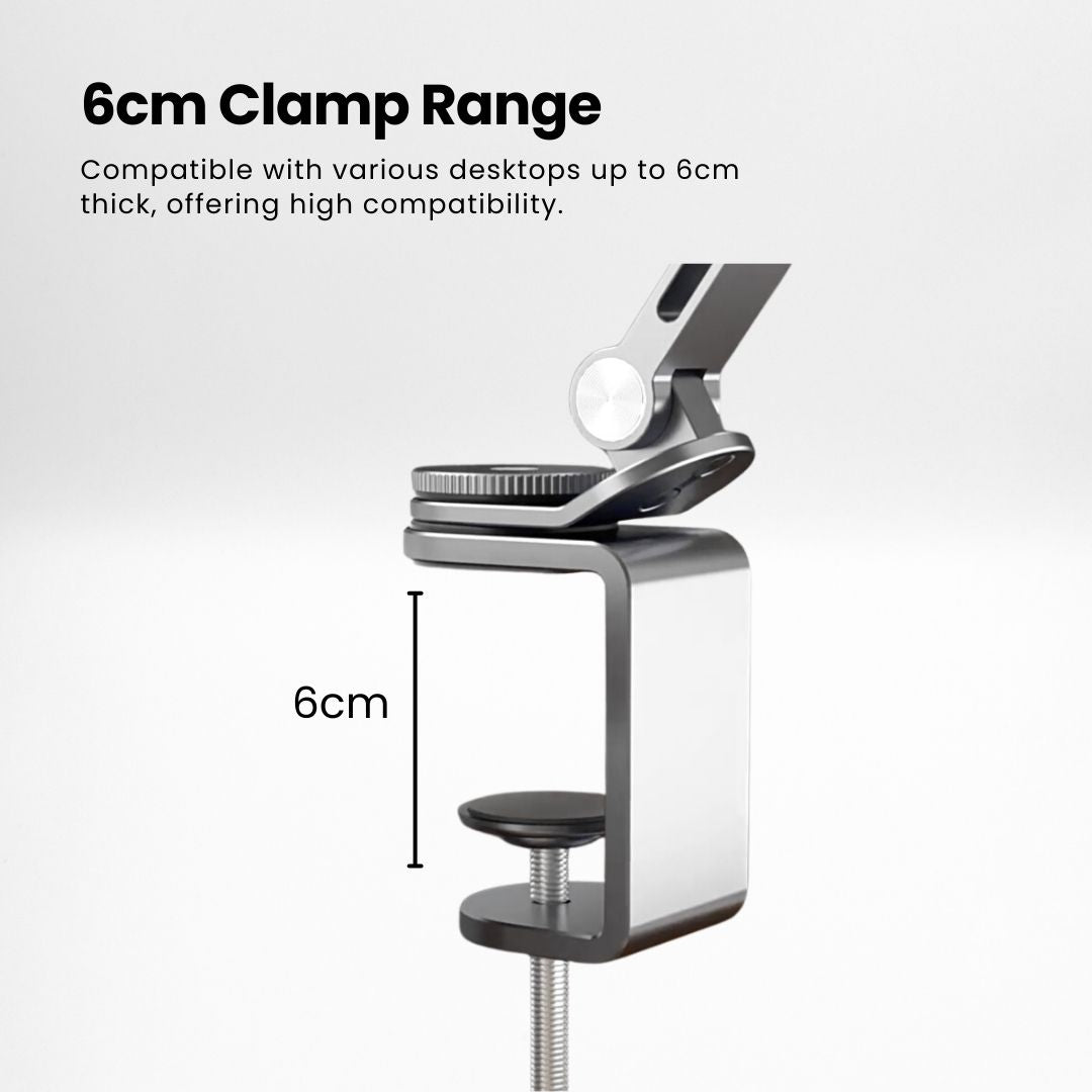SuperGrip Desk Mount showing its 6cm clamp range | Cyber Vintage