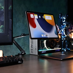 SuperGrip Desk Mount holding an iPad on a desk | Cyber Vintage