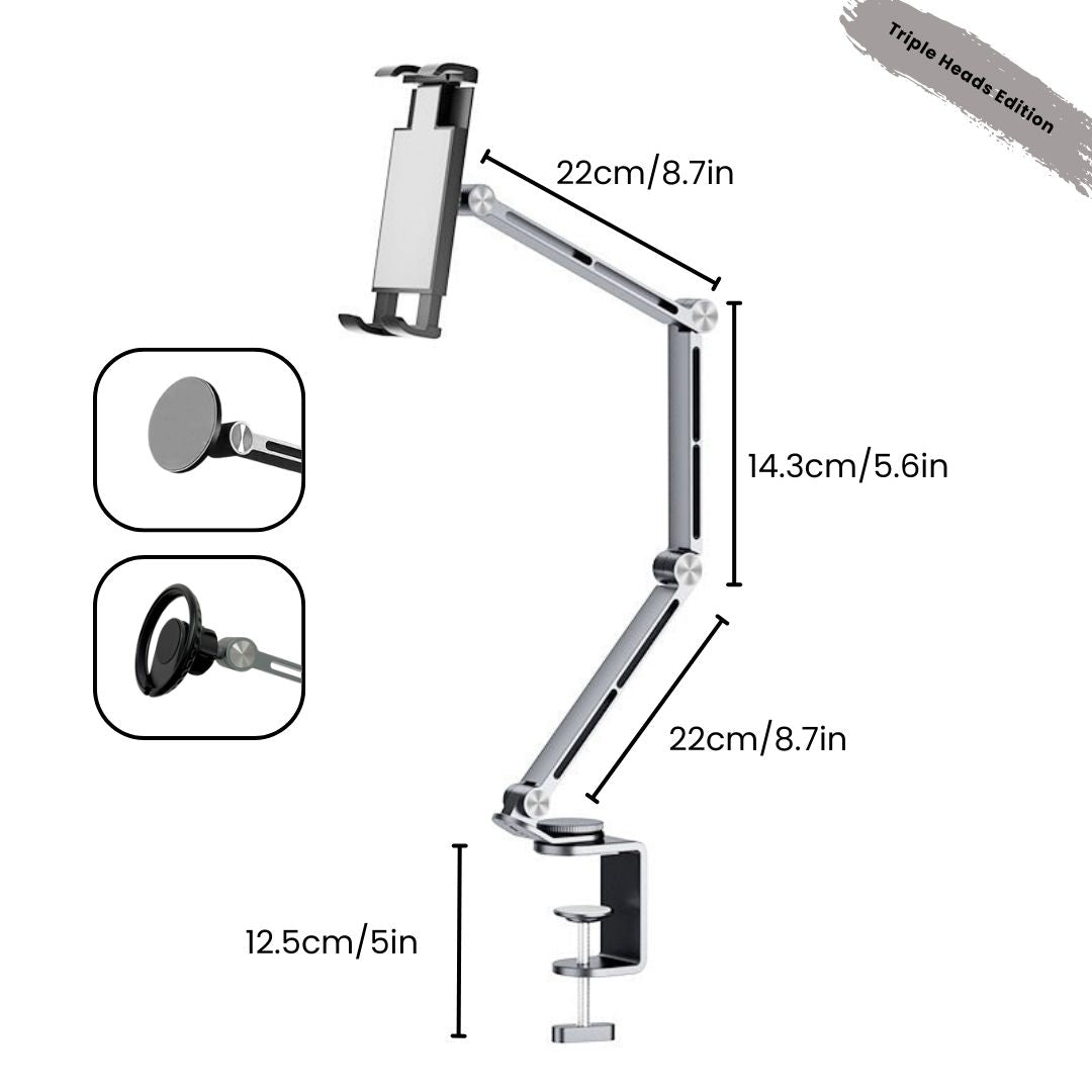 SuperGrip Desk Mount showing its product size of the Triple Heads Edition | Cyber Vintage