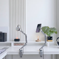 SuperGrip Desk Mount holding charging a phone by its wireless charger mount | Cyber Vintage