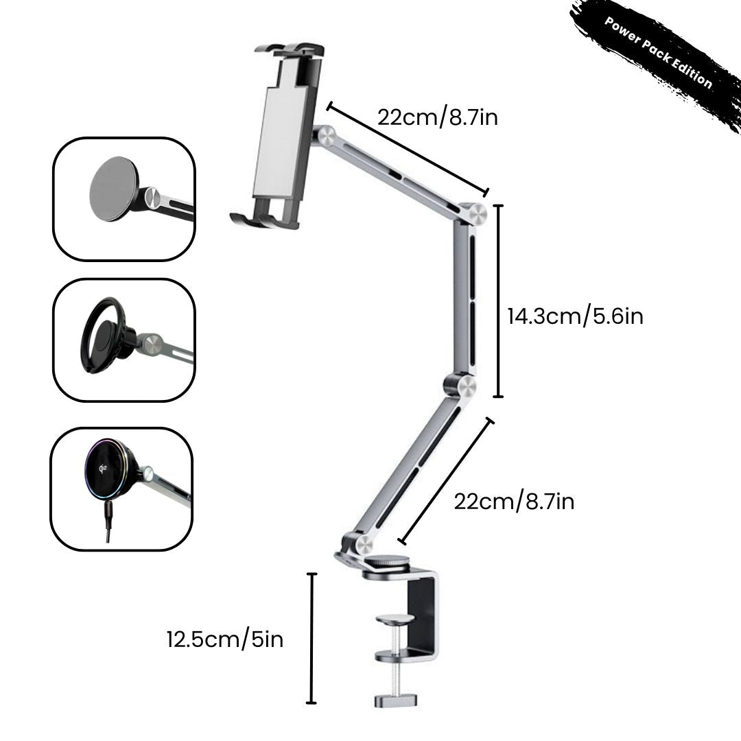 SuperGrip Desk Mount showing the product size of the Power Pack Edition | Cyber Vintage