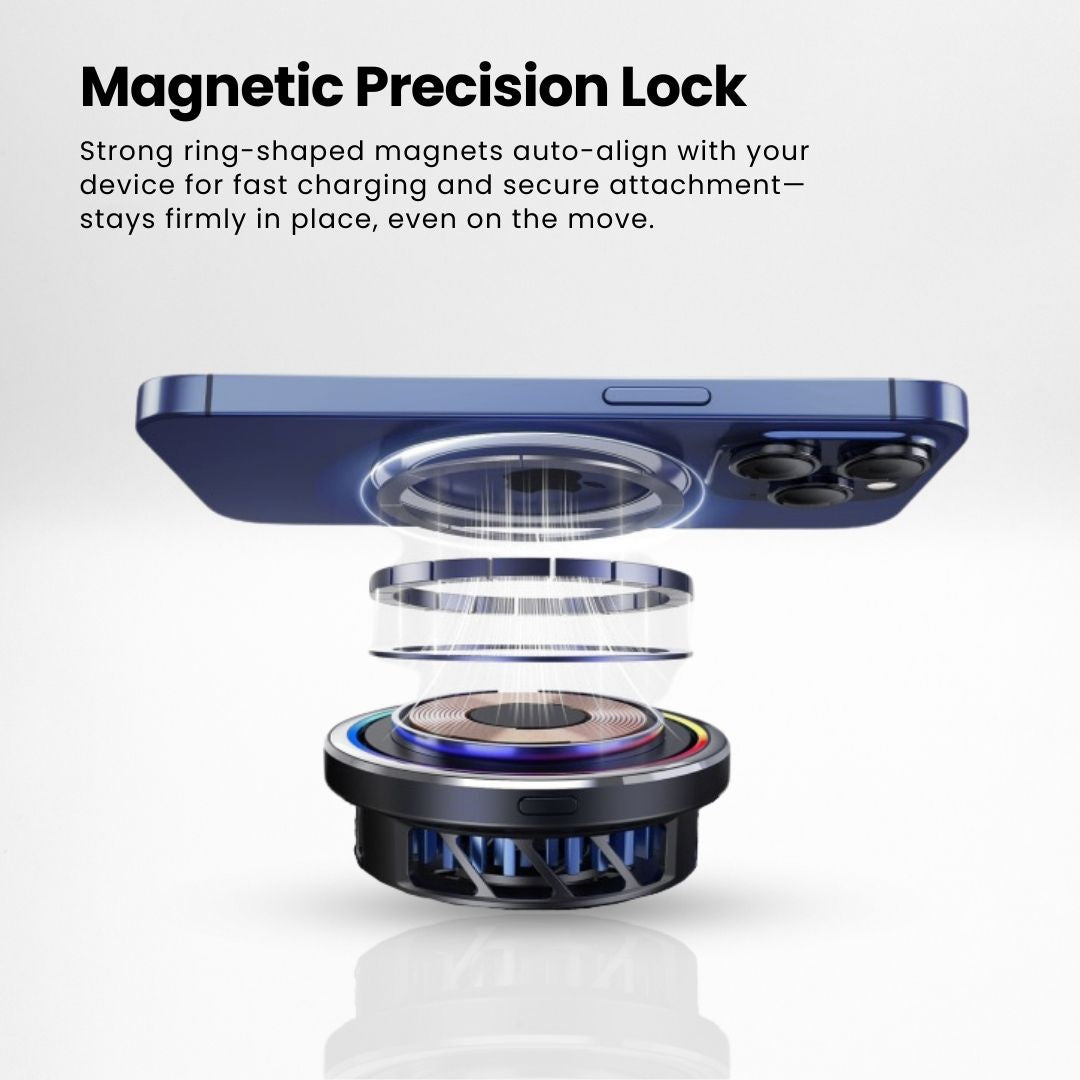 SuperGrip Wireless MagCharge showing its Magnetic Precision Lock | Cyber Vintage
