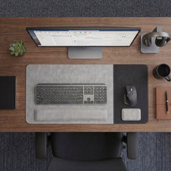 SuperZone dual-surface desk pad with wrist rests for keyboard and mouse setup