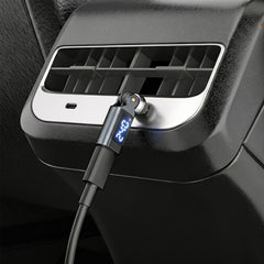 Super Flex Adapter connected to a car USB-C port with adjustable rotating cable angle | Cyber Vintage
