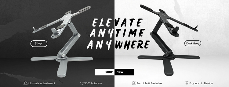 Super Laptop Stand showcase its design in a black and white background | Cyber Vintage