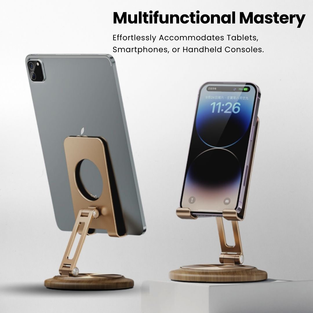 Elite Wooden Phone Stand: 360° Rotate Design
