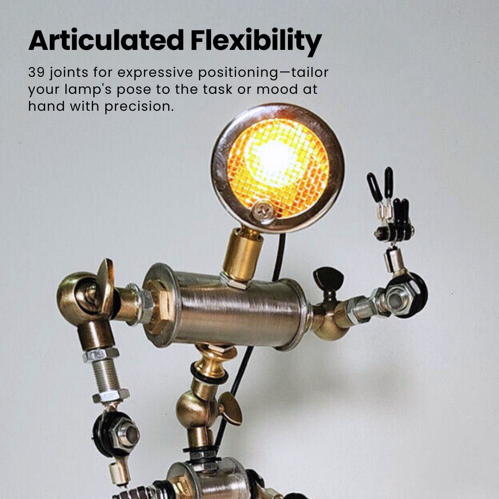 FlexBot Lamp with articulated joints for adjustable lighting angles | Cyber Vintage