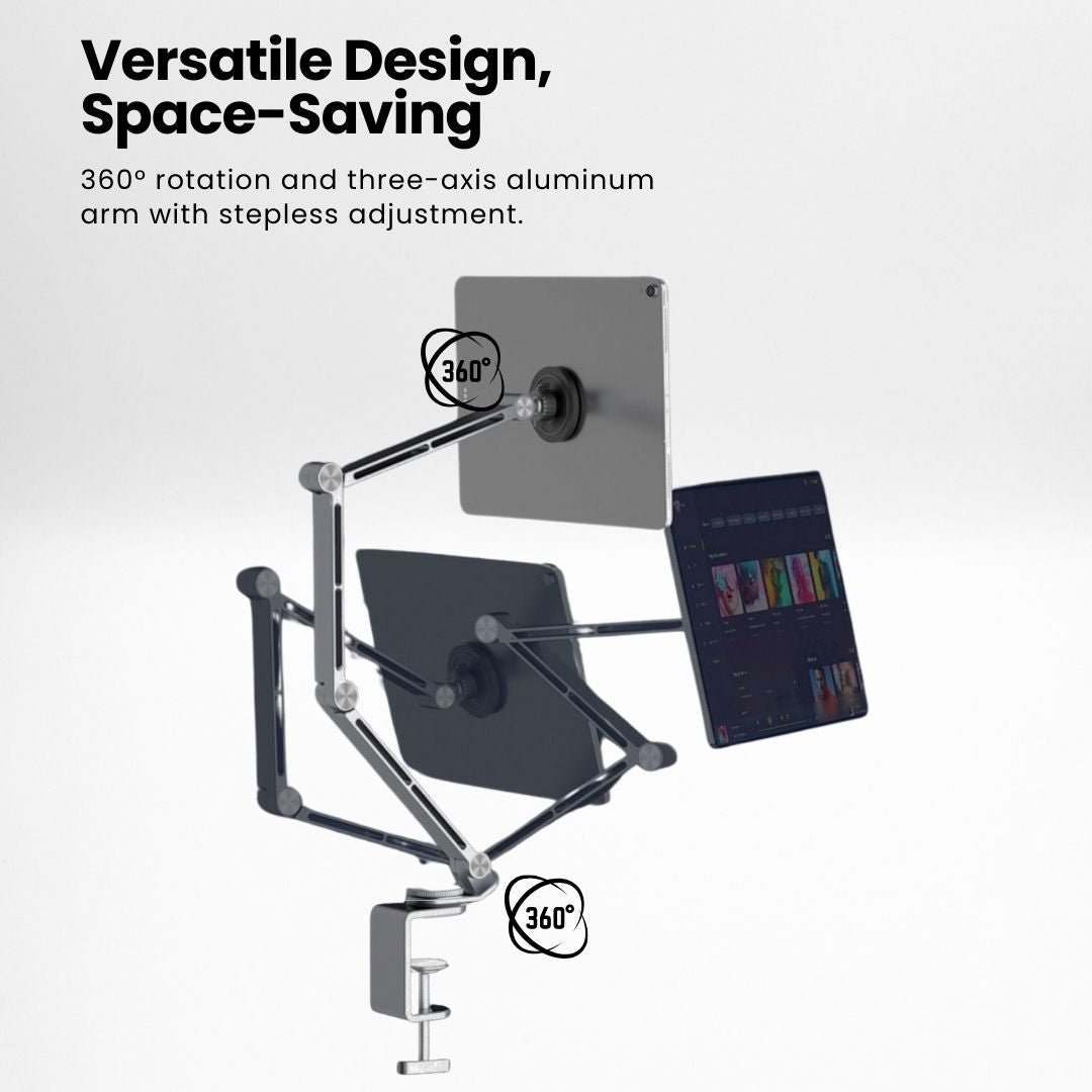 360° Adjustable Metal Phone & Tablet Stand - Desk Holder For IPhone, IPad, Up To 13"