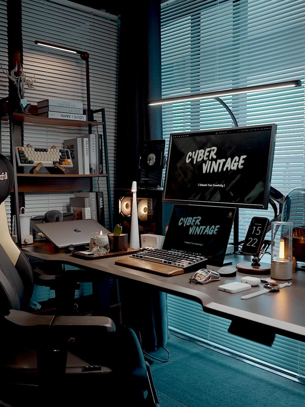 Cyber Vintage: Minimalist Desk Setup & Accessories