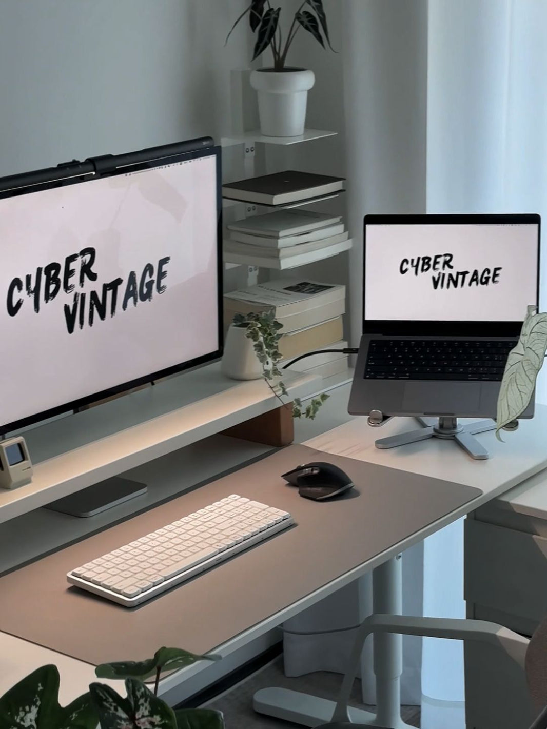 Cyber Vintage: Minimalist Desk Setup & Accessories